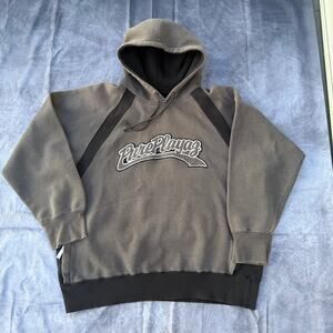 Men's Vintage Y2k Pure Playaz Gray Black Hoodie Pullover Sweatshirt Jacket Sz XL